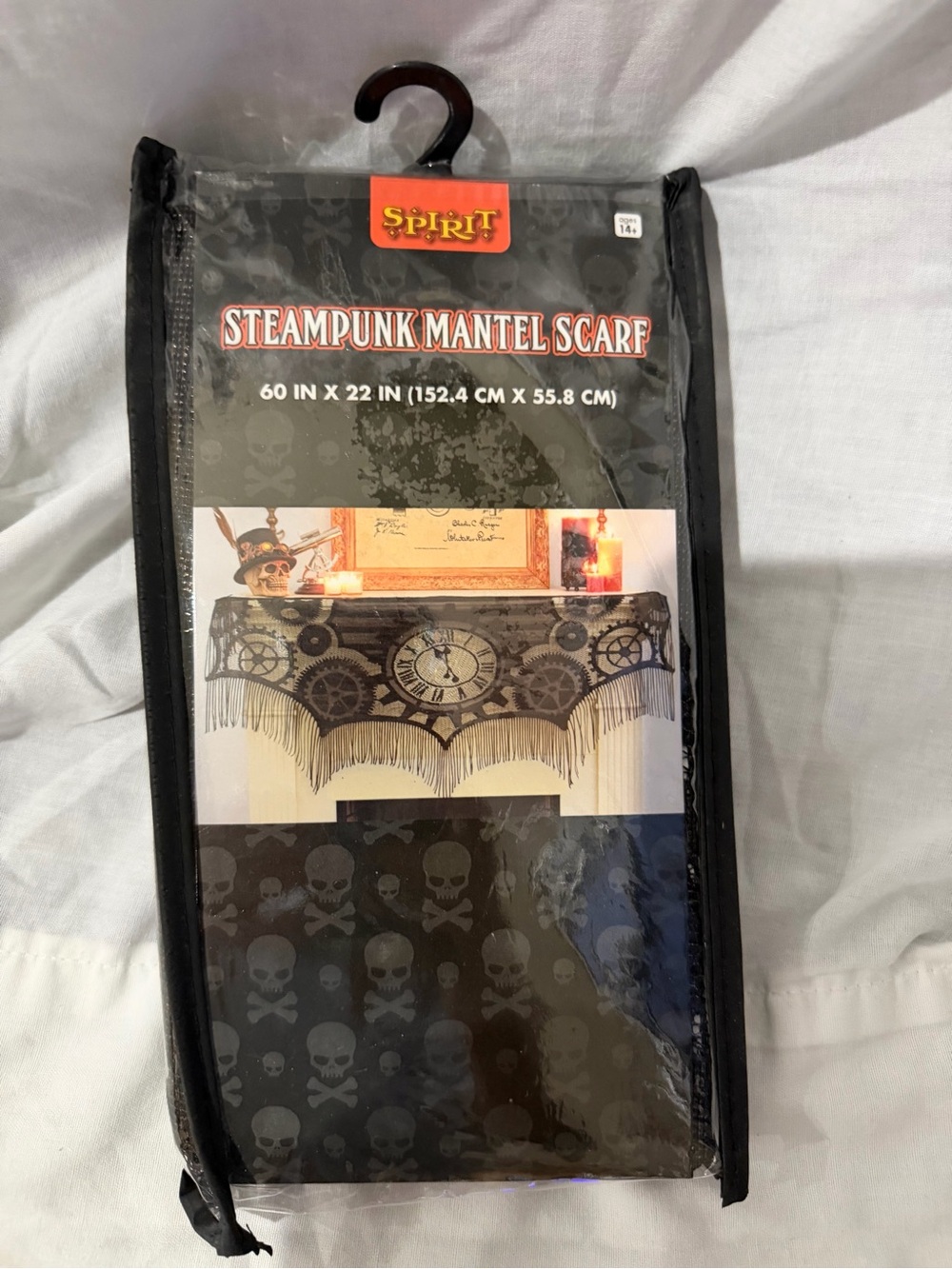 Spirit Black Steampunk Mantel Scarf with Gear Motif